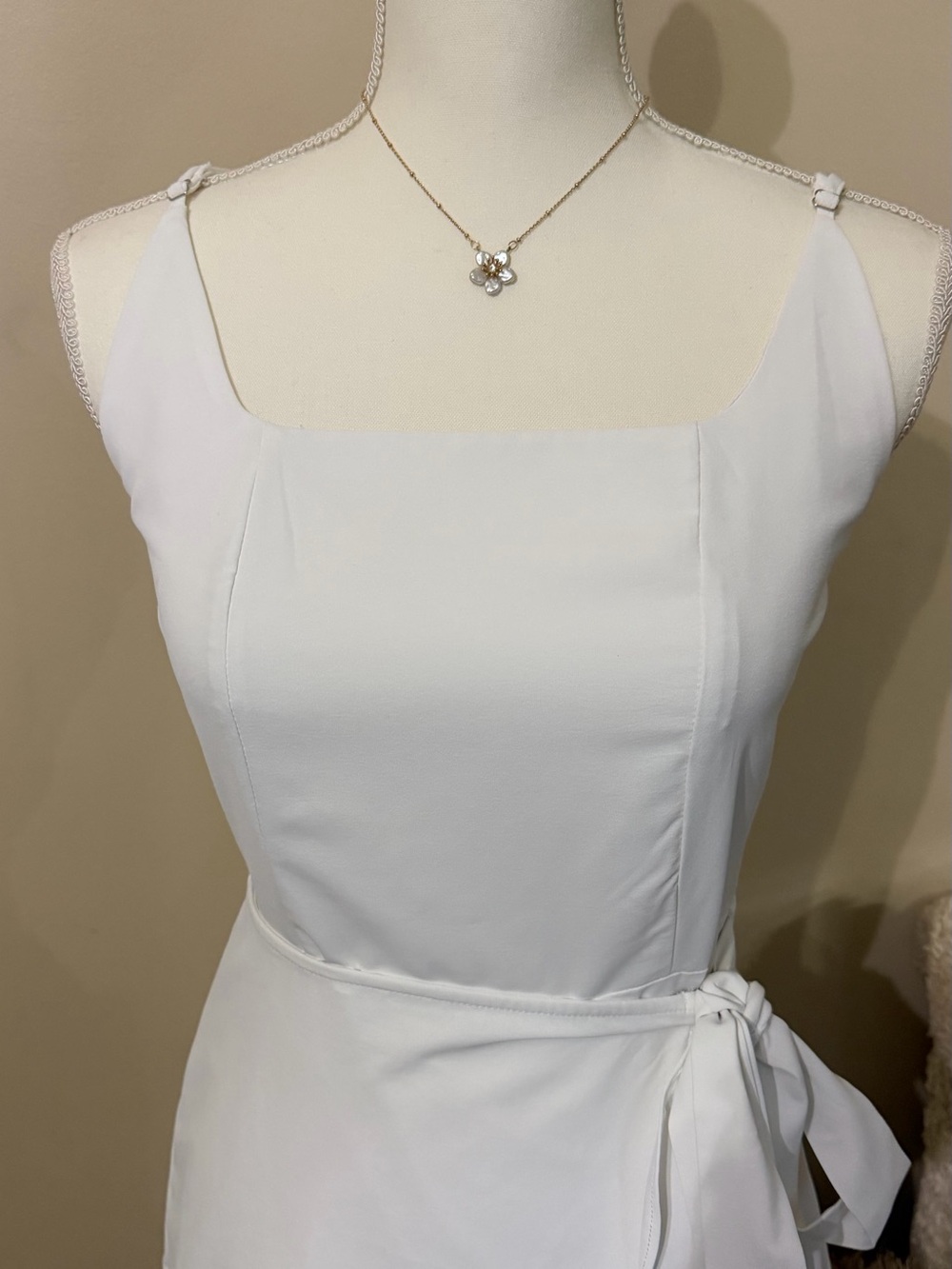 White Ruffled Wrap Dress - Picture 4 of 8